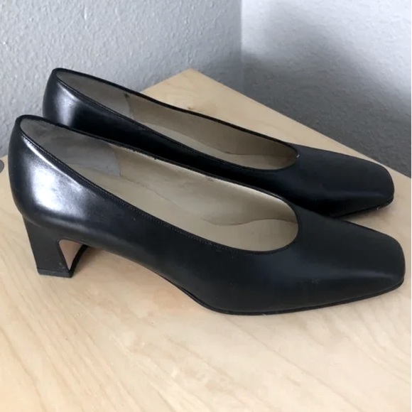 Amalfi for Nordstrom Square Toe Black Leather Pumps - Heels - Picture 1 of 10